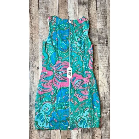 Lilly Pulitzer MacFarlane Gold Lace Multi Lilly Lounge sz 6 Shift Dress $198 - Picture 11 of 16